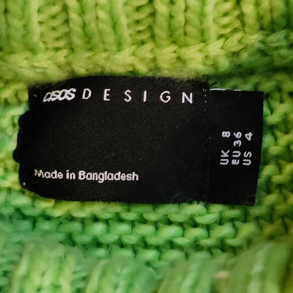 ASOS boxy crew neck with balloon sleeve green sweater - Picture 2 of 4